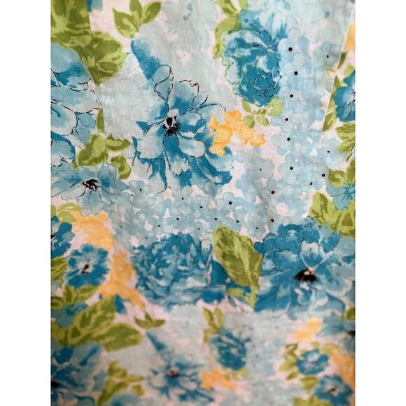 Kim Rogers 100% Linen Blue Floral Print Shift Dress Size 12 - Picture 5 of 7